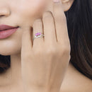 0.71 Carat Genuine Ruby and White Diamond 14K White Gold Ring-14