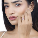 0.71 Carat Genuine Ruby and White Diamond 14K White Gold Ring-15