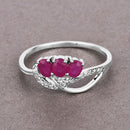 0.71 Carat Genuine Ruby and White Diamond 14K White Gold Ring-8