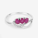 0.71 Carat Genuine Ruby and White Diamond 14K White Gold Ring-10