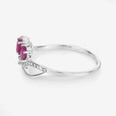 0.71 Carat Genuine Ruby and White Diamond 14K White Gold Ring-11