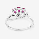 0.71 Carat Genuine Ruby and White Diamond 14K White Gold Ring-12