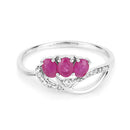 0.71 Carat Genuine Ruby and White Diamond 14K White Gold Ring-7