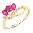 0.71 Carat Genuine Ruby and White Diamond 14K Yellow Gold Ring-5