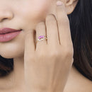 0.71 Carat Genuine Ruby and White Diamond 14K Yellow Gold Ring-14