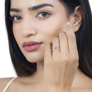 0.71 Carat Genuine Ruby and White Diamond 14K Yellow Gold Ring-15