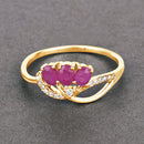 0.71 Carat Genuine Ruby and White Diamond 14K Yellow Gold Ring-8