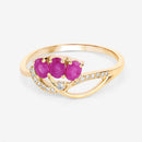 0.71 Carat Genuine Ruby and White Diamond 14K Yellow Gold Ring-9