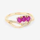 0.71 Carat Genuine Ruby and White Diamond 14K Yellow Gold Ring-10