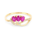 0.71 Carat Genuine Ruby and White Diamond 14K Yellow Gold Ring-7