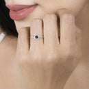 0.38 Carat Genuine Blue Sapphire and White Diamond 14K Yellow Gold Ring-14