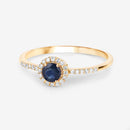 0.38 Carat Genuine Blue Sapphire and White Diamond 14K Yellow Gold Ring-9
