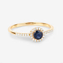 0.38 Carat Genuine Blue Sapphire and White Diamond 14K Yellow Gold Ring-10