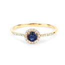 0.38 Carat Genuine Blue Sapphire and White Diamond 14K Yellow Gold Ring-7