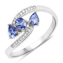 0.51 Carat Genuine Tanzanite and White Diamond 14K White Gold Ring-9