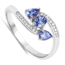 0.51 Carat Genuine Tanzanite and White Diamond 14K White Gold Ring-10