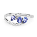 0.51 Carat Genuine Tanzanite and White Diamond 14K White Gold Ring-11