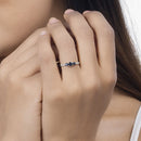 0.56 Carat Genuine Blue Sapphire and White Diamond 14K White Gold Ring-14