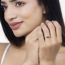 0.56 Carat Genuine Blue Sapphire and White Diamond 14K White Gold Ring-15