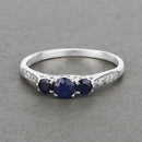 0.56 Carat Genuine Blue Sapphire and White Diamond 14K White Gold Ring-8
