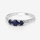 0.56 Carat Genuine Blue Sapphire and White Diamond 14K White Gold Ring-9