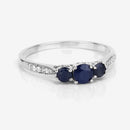 0.56 Carat Genuine Blue Sapphire and White Diamond 14K White Gold Ring-10