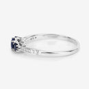 0.56 Carat Genuine Blue Sapphire and White Diamond 14K White Gold Ring-11