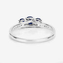 0.56 Carat Genuine Blue Sapphire and White Diamond 14K White Gold Ring-12