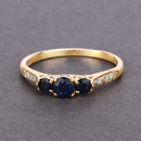 0.56 Carat Genuine Blue Sapphire and White Diamond 14K Yellow Gold Ring-8