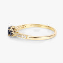 0.56 Carat Genuine Blue Sapphire and White Diamond 14K Yellow Gold Ring-11