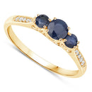 0.56 Carat Genuine Blue Sapphire and White Diamond 14K Yellow Gold Ring-6