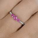 0.61 Carat Genuine Ruby and White Diamond 14K White Gold Ring-14