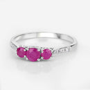 0.61 Carat Genuine Ruby and White Diamond 14K White Gold Ring-9