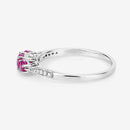 0.61 Carat Genuine Ruby and White Diamond 14K White Gold Ring-11