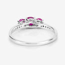 0.61 Carat Genuine Ruby and White Diamond 14K White Gold Ring-12