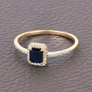 0.60 Carat Genuine Blue Sapphire and White Diamond 14K Yellow Gold Ring-8