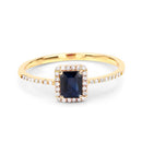 0.60 Carat Genuine Blue Sapphire and White Diamond 14K Yellow Gold Ring-7