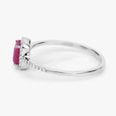 0.58 Carat Genuine Ruby and White Diamond 14K White Gold Ring-11