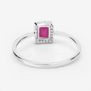 0.58 Carat Genuine Ruby and White Diamond 14K White Gold Ring-12