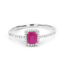 0.58 Carat Genuine Ruby and White Diamond 14K White Gold Ring-7