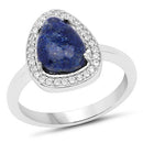 2.03 Carat Genuine Lapis And White Topaz .925 Sterling Silver Ring-4