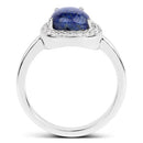 2.03 Carat Genuine Lapis And White Topaz .925 Sterling Silver Ring-5