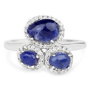 2.28 Carat Genuine Blue Aventurine And White Topaz .925 Sterling Silver Ring-6