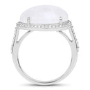 7.33 Carat Genuine White Rainbow Moonstone And White Topaz .925 Sterling Silver Ring-5
