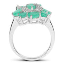 3.57 Carat Genuine Emerald and White Diamond .925 Sterling Silver Ring-5
