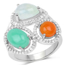 4.82 Carat Genuine Multi Stone .925 Sterling Silver Ring-4