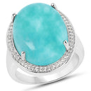 15.09 Carat Genuine Amazanite And White Topaz .925 Sterling Silver Ring-4