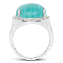15.09 Carat Genuine Amazanite And White Topaz .925 Sterling Silver Ring-5