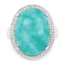 15.09 Carat Genuine Amazanite And White Topaz .925 Sterling Silver Ring-6
