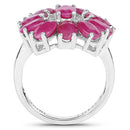 5.83 Carat Genuine Ruby and White Zircon .925 Sterling Silver Ring-5
